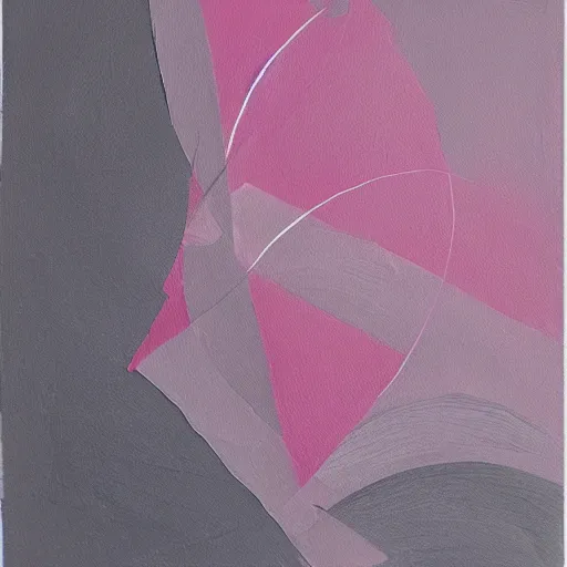 Image similar to abstract contemporary oil painting with grey and pink color palette, negative space, pen lines, creative, positive energy, masterpiece, beautiful shapes, unique