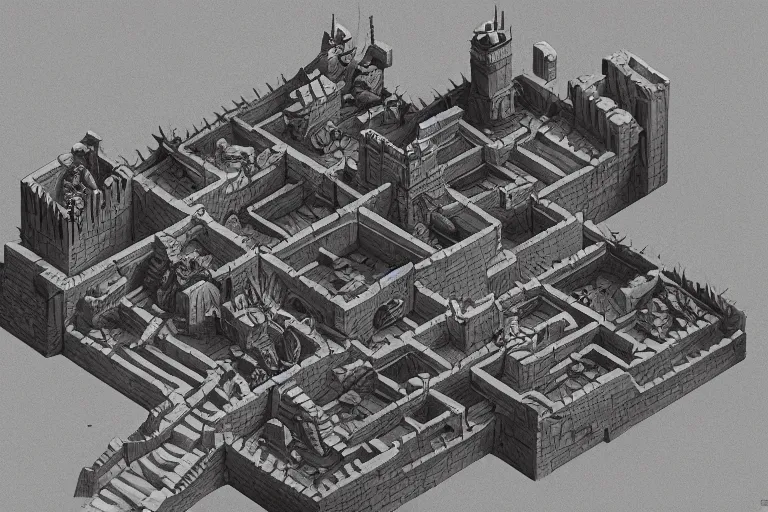 Prompt: king's landing, game of thrones, hbo, isometric art, artstation, highly detailed, cinematic lighting + masterpiece