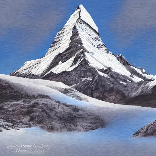 Image similar to mountain matterhorn made in bacon, digital art