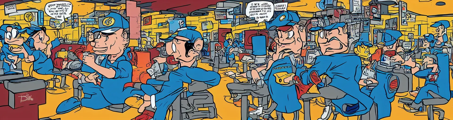 Image similar to Tim Dillon working at Sonic because he lost all of his money leverage trading bitcoin, mike judge art style, 90s mtv illustration