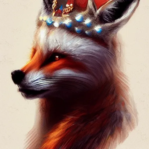 Image similar to fox wearing a tiara, fantasy art, artstation