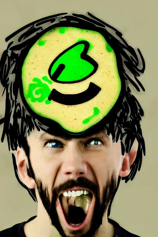 Image similar to 📷 jacksepticeye is soup, made of food, head portrait, dynamic lighting, 4 k