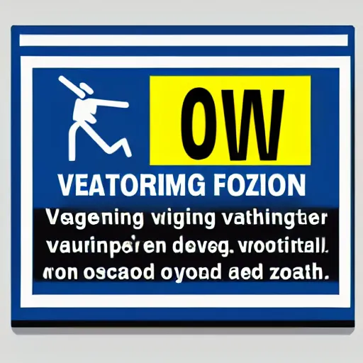 Prompt: a warning sign with a vector graphic of a man being vaporized,