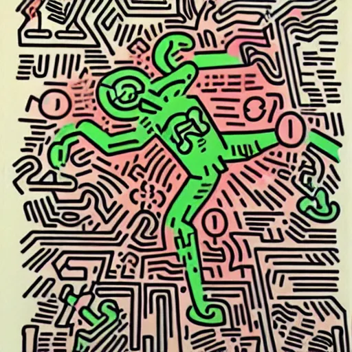 Prompt: final fantasy vii concept art by keith haring