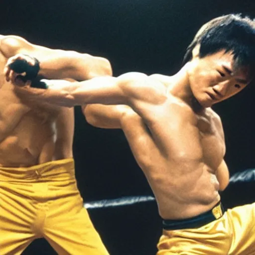 Prompt: Ben Askren in a kung fu movie fighting bruce lee
