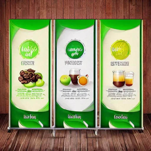 Image similar to banner template green color, high contrast, juice, coffee packaging label template