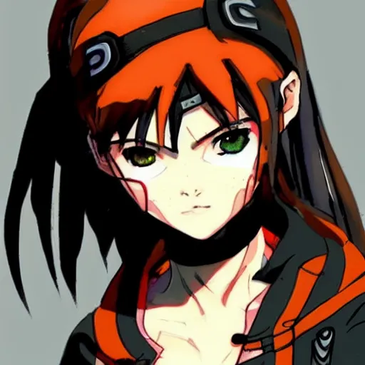 Image similar to 14 year old kristina pimenova, in the style of yoji shinkawa and naruto, epic concept art