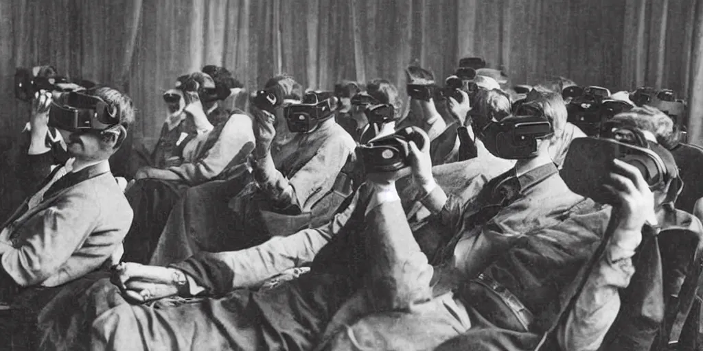 Image similar to 1 9 0 0 s photo of people using iphones ipods virtual reality headsets vr watching hd tv