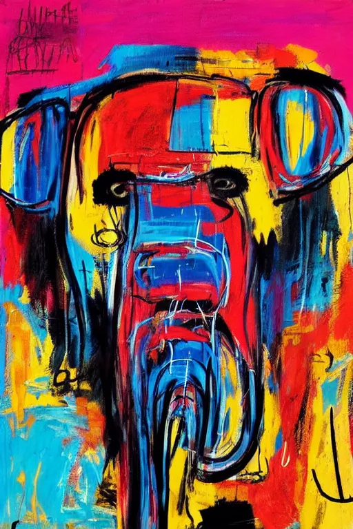 Image similar to elephant in the style of jean michel basquiat