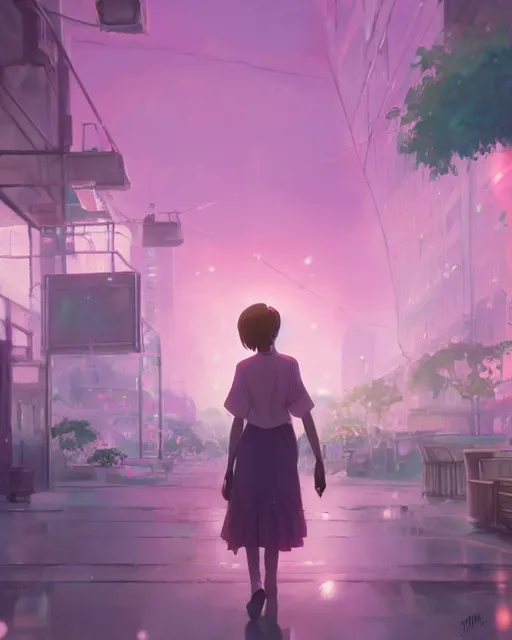 Image similar to a pink scene, everything is pink, perfect pink shading, pink atmospheric lighting, by makoto shinkai, stanley artgerm lau, wlop, rossdraws