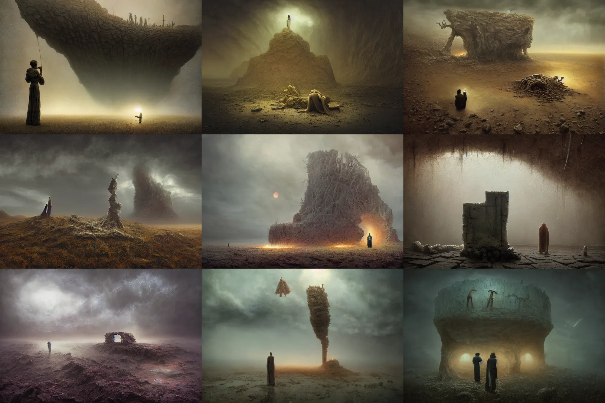 Image similar to Crushing Misery of Entropied Soul, Les Edwards, Zdzislaw Beksinski, Carl Gustav Carus, John Harris, Michal Karcz, Zhang Kechun, Mikko Lagerstedt, Scott Listfield, Steven Outram, Jessica Rossier