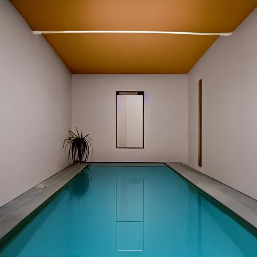 Image similar to noisy color photograph of a liminal pool room, terraces, minimalist, oddly familiar, cinematic, soft vintage glow