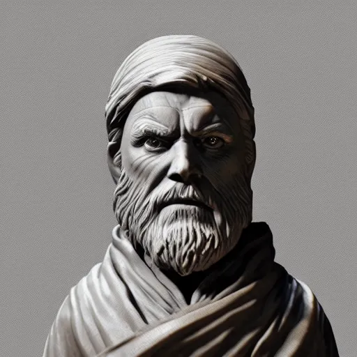 Prompt: marble bust of obi wan kenobi, high detail, high definition, photorealistic, 8k