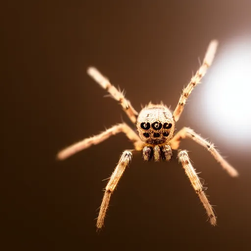 Image similar to macro lens photo of a spider, dynamic lighting, photorealistic, ultra detailed, stunning visuals, blur, studio photo, studio quality lighting, 8 k