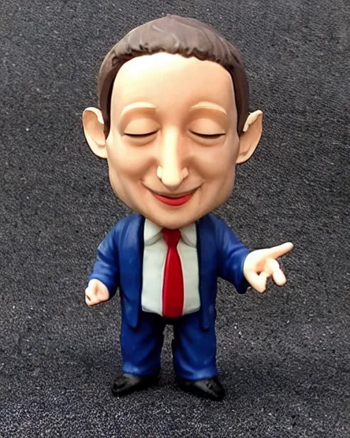 Image similar to a cute little plastic chibi statuette of devil zuckerberg, ebay listing, product picture, advertisement, thumbnail