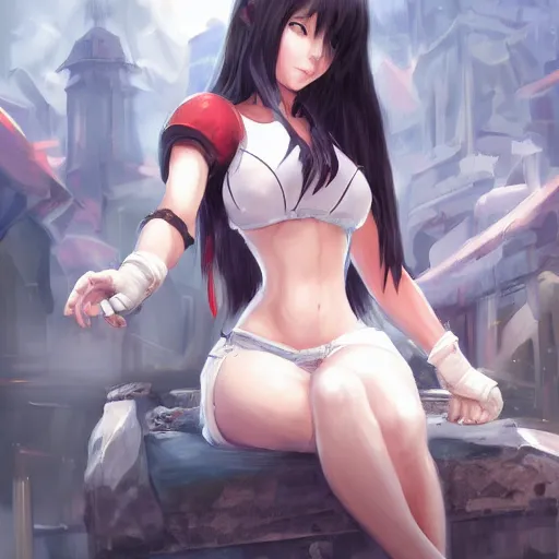 Image similar to high quality art of tifa lockhart by wlop, rossdraws, mingchen shen, bangkuart, sakimichan, yan gisuka, jeongseok lee, artstation, 4k