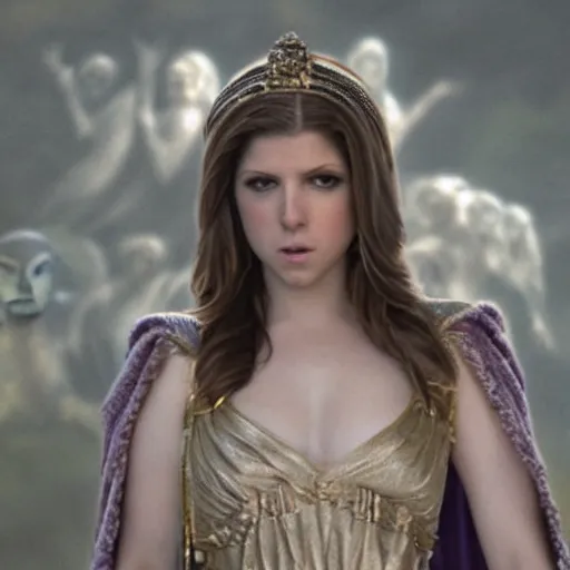 Prompt: Anna Kendrick as the Goddess Minerva with her dark purple toga slipping off her shoulders which her owl is sitting upon 8k resolution hyperdetailed photorealism amazing level of detail and ultra high quality and beautifully crafted