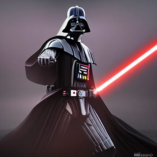 Image similar to darth vader dual wielding iphones, fantasy, sharp focus, digital art, hyper realistic, 4 k, unreal engine, highly detailed, hd, dramatic lighting by brom, trending on artstation