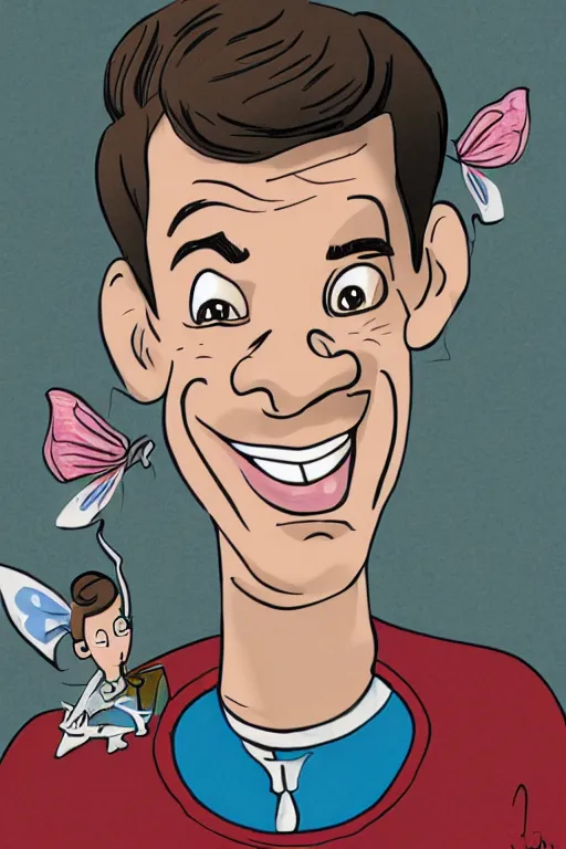 Image similar to john mulaney as the tooth fairy in smart car, ultra detailed fantasy, by andy park