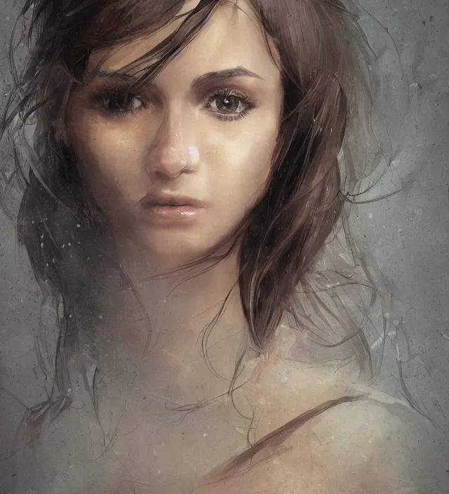 Prompt: portrait of nina dobrev in 2 0 1 2. intricate, centered, amazing composition by amano yoshitaka, by rembrandt, by range murata, illustrious makinami, portrait art, sharp illustration, artstation trending, unreal engine