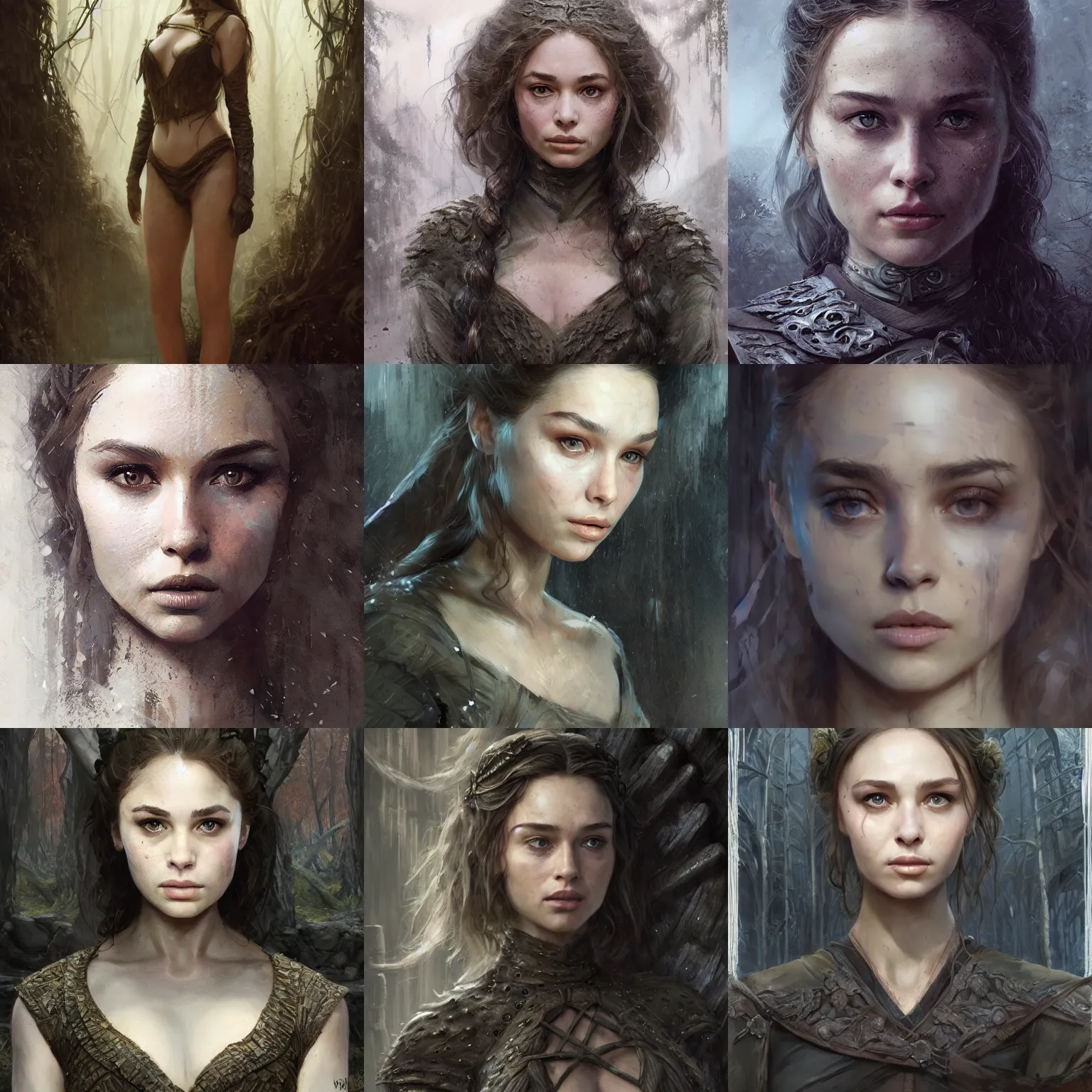 Prompt: portrait sophie mudd in game of thrones, dark, thief, intricate, overgrown swamp, highly detailed, smooth, artstation, digital illustration by ruan jia and mandy jurgens and artgerm and wayne barlowe and greg rutkowski and frank frazetta