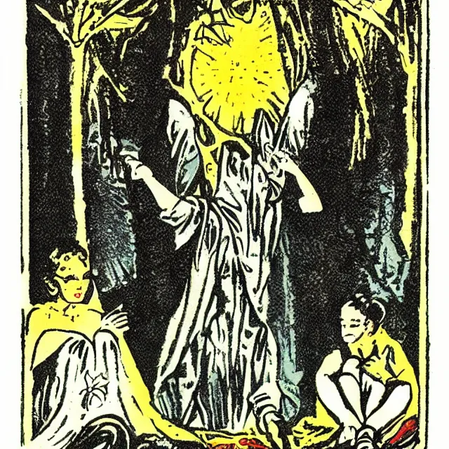 Image similar to hate, vintage tarot card illustration