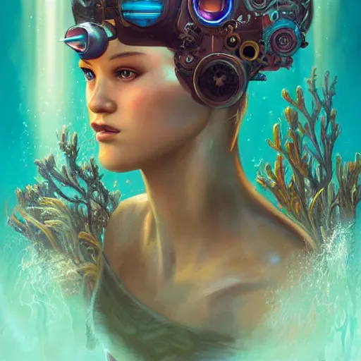 Image similar to lofi underwater biopunk artstation portrait, Pixar style, by Tristan Eaton Stanley Artgerm and Tom Bagshaw.