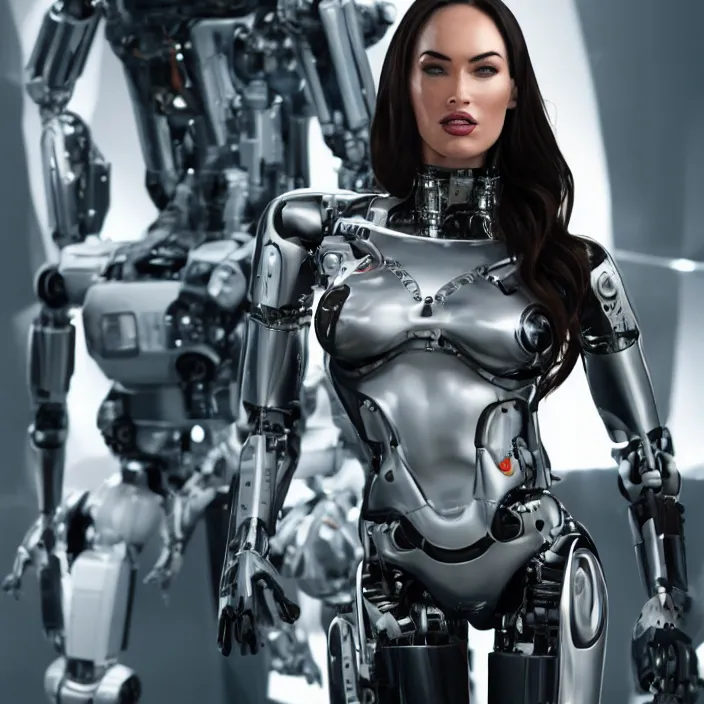 Image similar to megan fox with robot body, 8 k, highly detailed