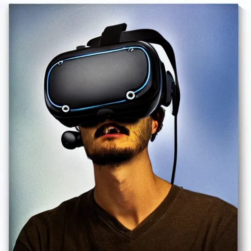Image similar to A portrait of a VR gamer by salvador dali and ivan aivakovsky