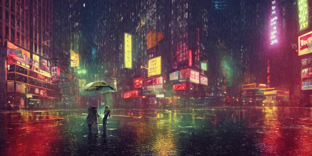 Prompt: a film still trough a raincovered window on a rainy but colourful day in new york. sparkling lights, wide shot, frog perspective, wes anderson, studio ghibli, pixar and disney animation, sharp, rendered in unreal engine 5, anime key art by greg rutkowski, bloom, dramatic lighting