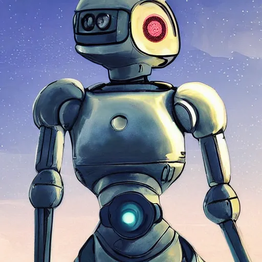 Image similar to a woman and her robot against the world. natural scene in background. grainy and rough. soft colour scheme. beautiful artistic detailed digital art by lurid. ( 2 0 2 2 )