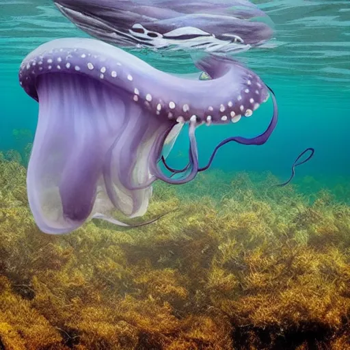 Prompt: a jellyfish - whale - squid - whale, wildlife photography