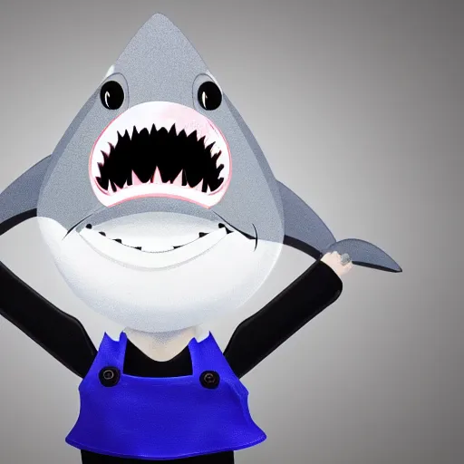 Image similar to Cartoon Shark in a janitors outfit