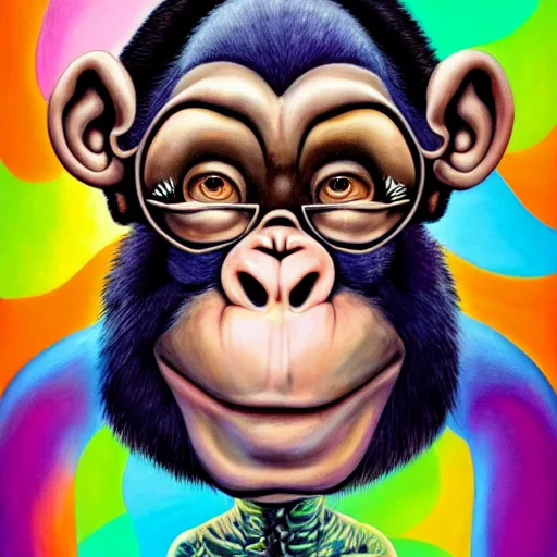 Prompt: a beautiful painting of mailchimp ceo, by hr giger, lisa frank, josan gonzalez, chibi, artstation