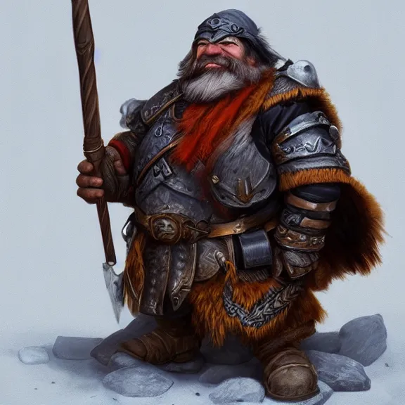 Prompt: Dwarf Ranger with Raven Companion on Shoulder, RPG Portrait Full Body, Oil Painting, Trending on Artstation, octane render, Insanely Detailed, 8k, HD