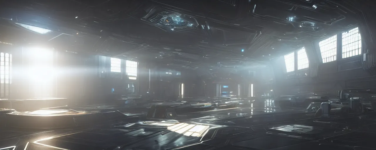 Image similar to photorealistic Area 18 from Star Citizen. daylight. sunlight. lens flare. light fixtures. 8K. detailed. photorealism. artstation. 25mm f/1.7 ASPH Lens. ultra realistic