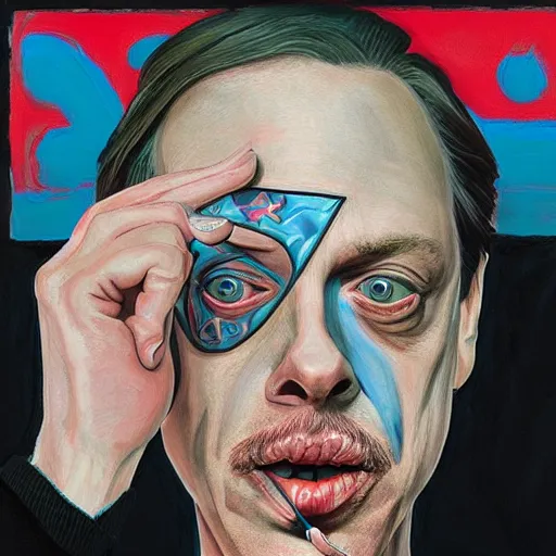 Prompt: Steve Buscemi, painted by Martine Johanna and Rafael Albuquerque