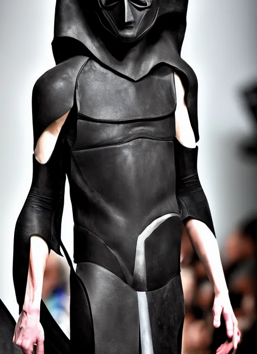 Prompt: hyperrealistic and heavy detailed rick owens avant garde runway show of batman, leica sl 2 5 0 mm, vivid color, high quality, high textured, real life