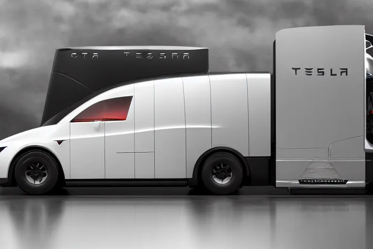 Prompt: a 2 8 mm closeup photo of a tesla cybertruck in a photo studio with a reflective floor, hyper detailed, smooth, high contrast, volumetric lighting, octane, roger dean, cinematic