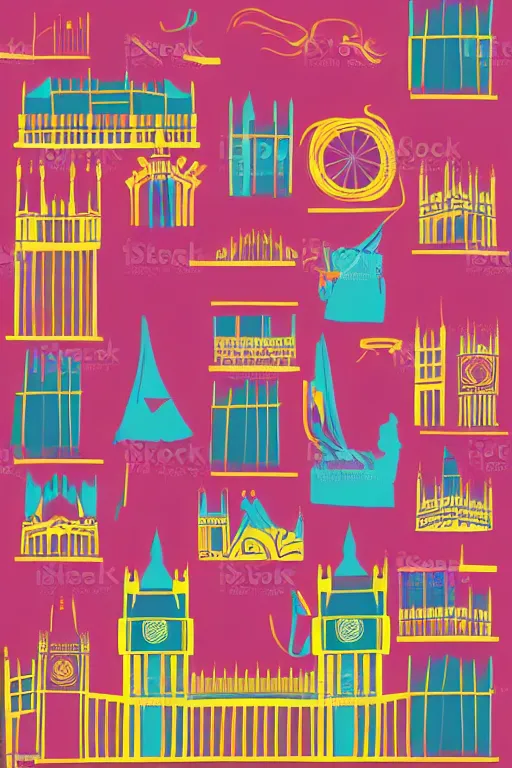 Image similar to minimalist boho style art of colorful london, illustration, vector art