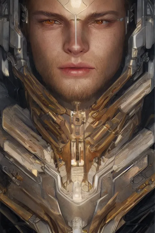 Prompt: Portrait of beautiful Ultra realistic illustration, beautiful roar male cyborg, cyberpunk, sci-fi, fantasy, intricate, elegant, highly detailed, digital painting, artstation, concept art, smooth, sharp focus, illustration, art by Yintion J , Jiang Geping and artgerm and greg rutkowski and alphonse mucha.