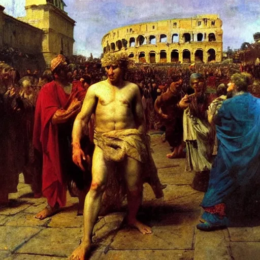 Image similar to caesar returns to rome, oil on canvas, ilya repin, 1 8 7 3