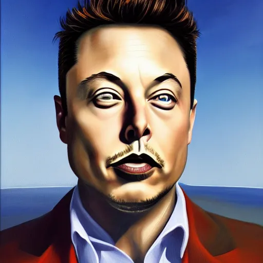 Image similar to Surrealist Portrait painting of Elon Musk, futuristic