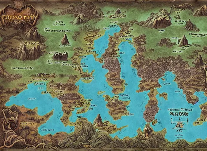 Image similar to dramatic map over fantasy world