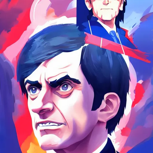 Image similar to Manuel Valls as an hero, digital painting, 4k, anime key visual, artstation, kuvshinov ilya