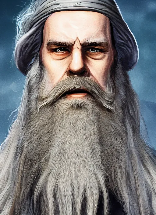Prompt: character portrait of Steve-O with a long beard as Gandalf, digital art, trending on artstation, 4k