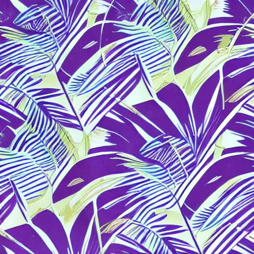 Image similar to beautiful, ornate, art nouveau purple palm leaves