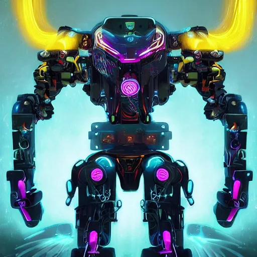 Image similar to a beautiful digital artwork of a neon glowing cyborg phenix with robotic mech parts by dan mumford, cyril rolando, and m. w kaluta. 8 k resolution, ultrafine details, rendered in unreal engine 5, cinematic composition, reimagined by industrial light and magic, smooth, 4 k, beautiful lighting, hdr, imax, cinema 4 d, shadow depth