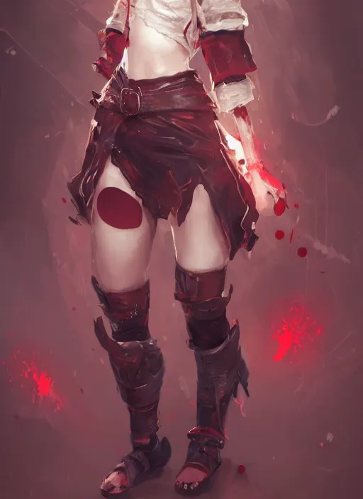 Image similar to a highly detailed illustration of short hair cute japanese girl wearing blood stained hoodie and bandages on legs, dramatic sadistic smile pose, intricate, elegant, highly detailed, centered, digital painting, artstation, concept art, smooth, sharp focus, league of legends concept art, WLOP