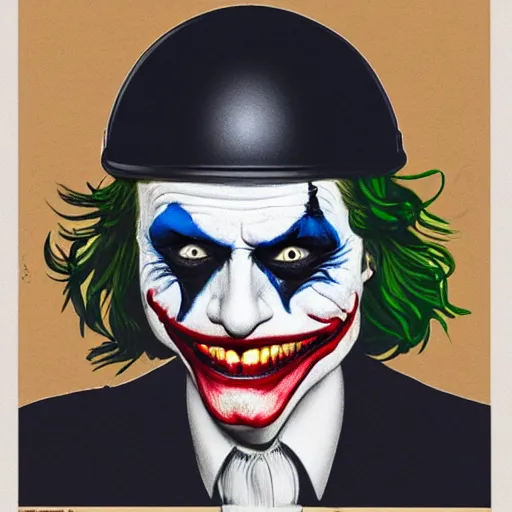 Image similar to professional portrait of the 2 0 1 9 joker wearing a gallic type c helmet, 8 k, very detailed, very intricate,